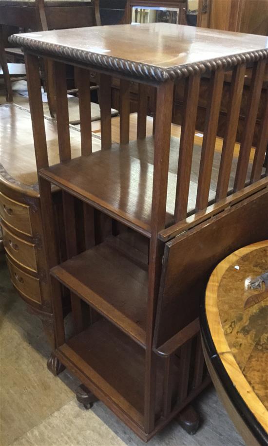 Oak revolving bookcase with reading stand